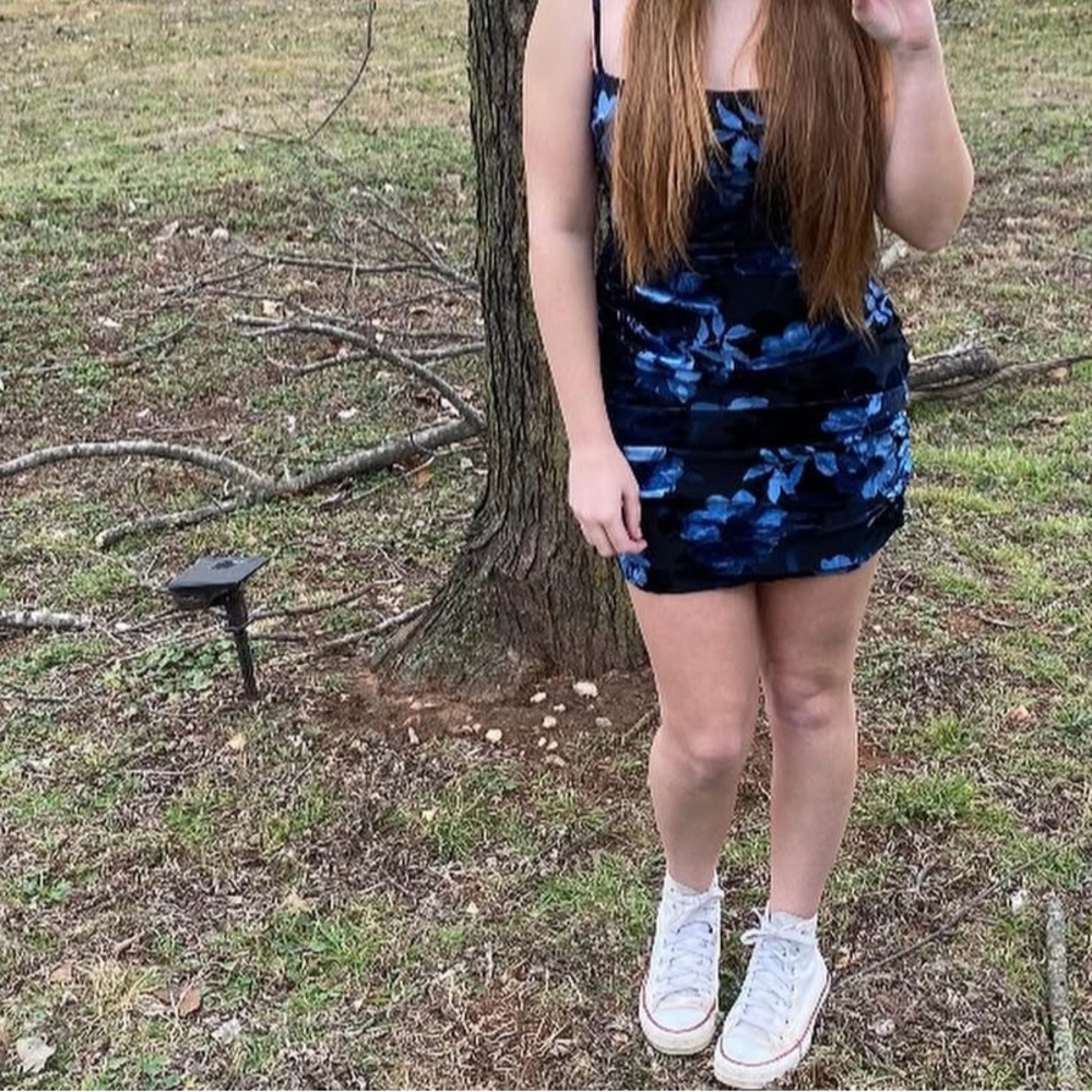 Windsor Blue and Black Mini Dress